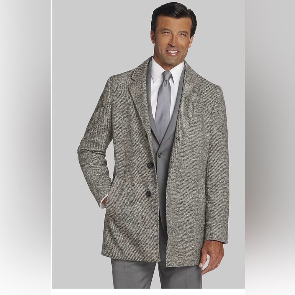Jos.A.Bank Men’s Tailored Melange Twill Tweed Coat,XL,Beige Color, New With Tags